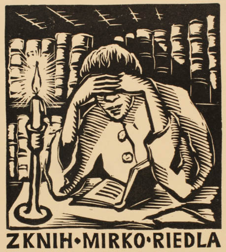 Exlibris by Michal Florian from Czech Republic for Mirko Riedla - Book Man 