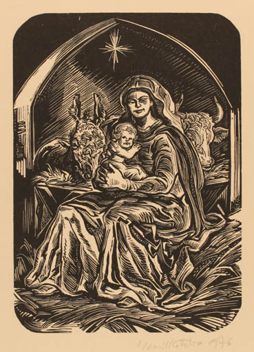 Exlibris by Emil Kotrba from Czechoslovakia for Ing. Otakar Hradecny - Madonna Religion 