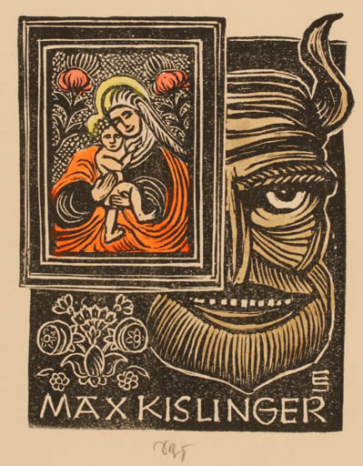 Exlibris by Erich Schøner from Austria for Max Kislinger - Madonna Religion 