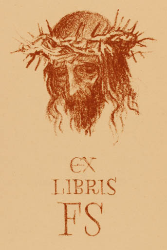 Exlibris by Jaroslav Vodrazka from Czechoslovakia for Frant Schmidt - Portrait Religion 