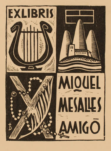 Exlibris by Oriol M. Divi from Spain for Miquel mesalles Amigo - 