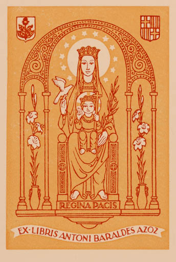 Exlibris by Josep M. N. Marti from Spain for Antoni Baraldes Azoz - Madonna Religion 