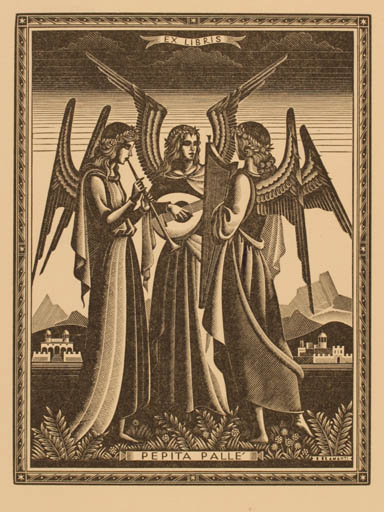 Exlibris by Bruno Bramanti from Italy for Pepita Palle - Angel Music 