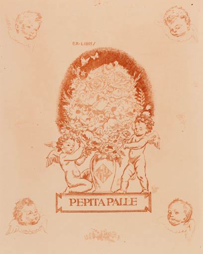 Exlibris by Alexander Coll from Spain for Pepita Palle - Angel 