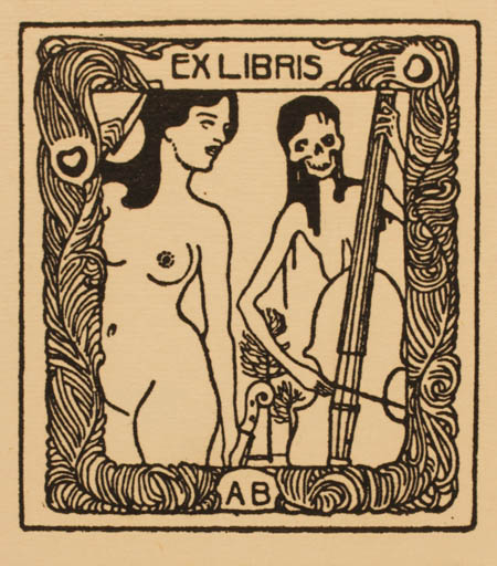 Exlibris by V. H. Bruner from Czechoslovakia for ? ? - Death Woman Music 