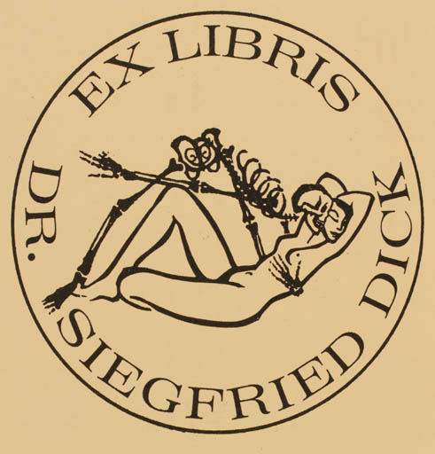 Exlibris by Max Exner from Germany for Dr. Siegfried Dick - Death Woman 