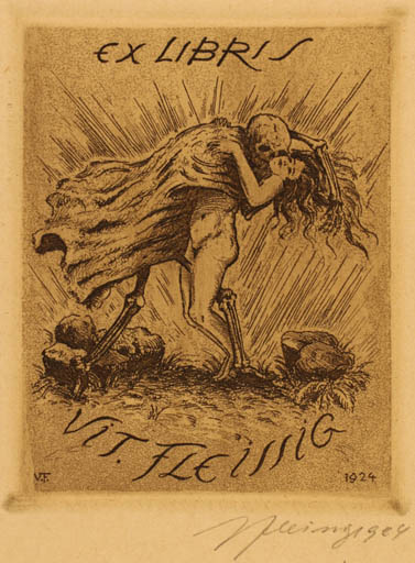 Exlibris by Viteslav Fleissig from Czechoslovakia for Viteslav Fleissig - Death Woman 