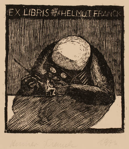 Exlibris by Hennor Franck from Germany for Helmut Franck - Death 