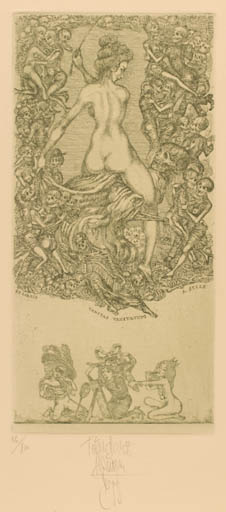 Exlibris by Harry Jürgens from Germany for Andreas Selle - Death Woman Nude 