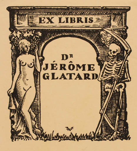 Exlibris by Valentin Le Campion from France for Dr. Jérôme Glatard - Death Woman 