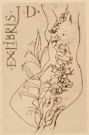 Exlibris by Dr. Alex. Fuchs from Czech Republic for ? J. D. - Flower Woman 