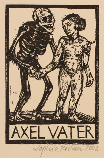 Exlibris by Sophia Pechau from Germany for Axel Vater - Death Woman 