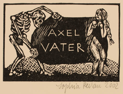 Exlibris by Sophia Pechau from Germany for Axel Vater - Death Woman 