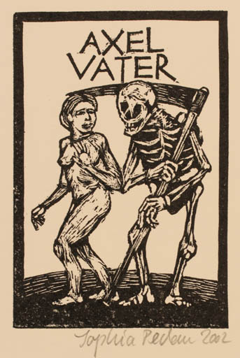 Exlibris by Sophia Pechau from Germany for Axel Vater - Death Woman 