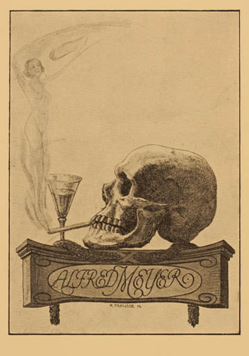 Exlibris by Richard Preusse from Germany for Alfred Meyer - Death Woman 