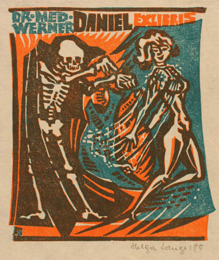 Exlibris by Helga Lange from Germany for Dr. Werner Daniel - Death Woman 