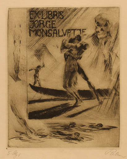 Exlibris by Walter Rehn from Germany for Jorge Monsalvette - Death Couple 