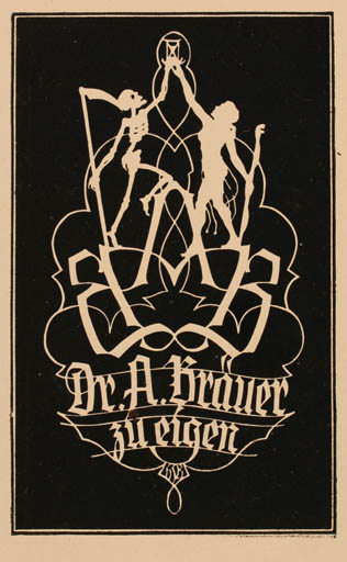 Exlibris by Hans Schaefer from Germany for Dr. Arthur Bräuer - Death Woman 