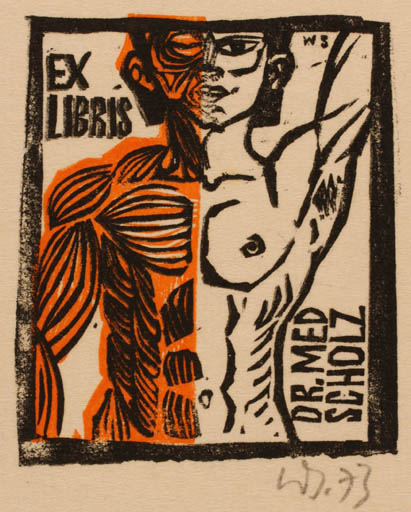 Exlibris by Werner Schinko from Germany for Dr. med. Scholz - 