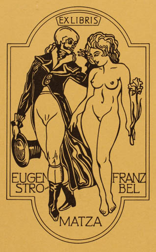 Exlibris by Eugen F. Strobel-Matza from Germany for Eugen F. Strobel-Matza - Death Woman Nude 