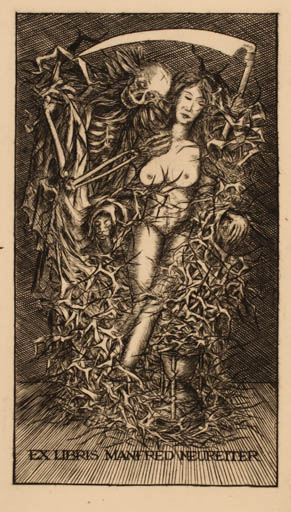 Exlibris by Tadeusz Szumarski from Poland for Manfred Neureiter - Death Woman 