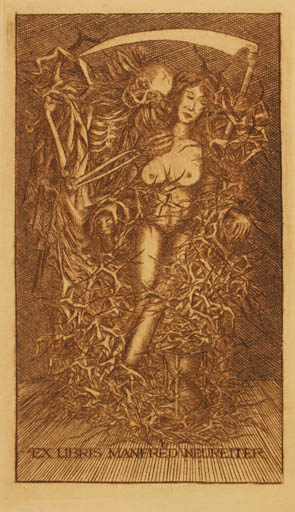 Exlibris by Tadeusz Szumarski from Poland for Manfred Neureiter - Death Woman 