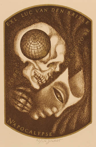 Exlibris by Josef Jicha from Czech Republic for Luc van den Briele - Death Globe 