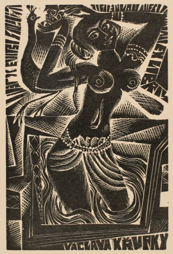 Exlibris by Anna Grmelova from Czech Republic for Vaclav Krupka - Dancing Woman 