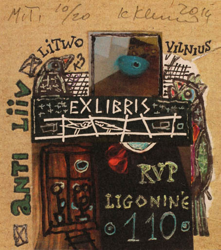 Exlibris by Klemensas Kupriunas from Lithuania for Anti Liiv - Abstract Bird 