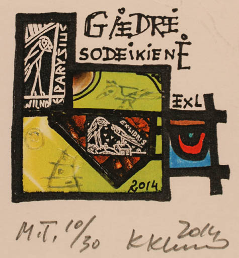 Exlibris by Klemensas Kupriunas from Lithuania for Giedre Sodeikiene - Abstract 