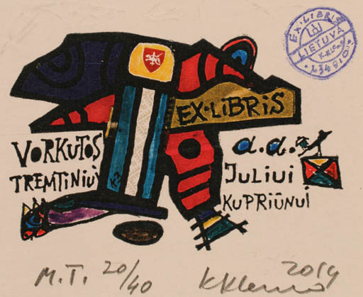 Exlibris by Klemensas Kupriunas from Lithuania for ? ? - Abstract Bird 