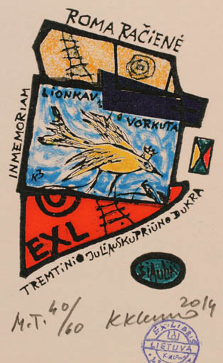 Exlibris by Klemensas Kupriunas from Lithuania for ? ? - Abstract Bird 