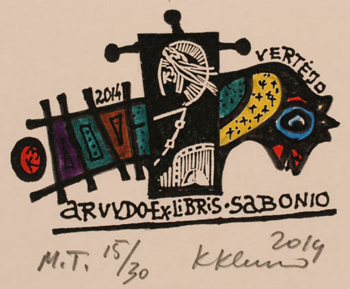 Exlibris by Klemensas Kupriunas from Lithuania for Arvydo Sabonio - Abstract Bird 