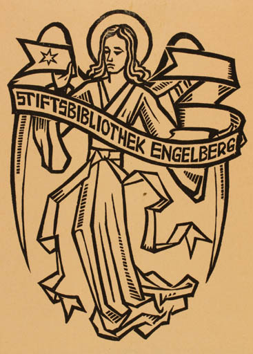Exlibris by ? Monasterio de Einsideln from Schwitzerland for ? Stiftsbibliothek Engelberg - Angel Religion 