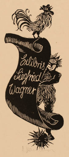 Exlibris by Siegmund Hammermann from Germany for Siegfried Wagner - Devil Bird 