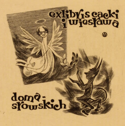 Exlibris by Wojciech Jakubowski from Poland for Cacki & Wieslawa Domaslowskich - Devil Angel 