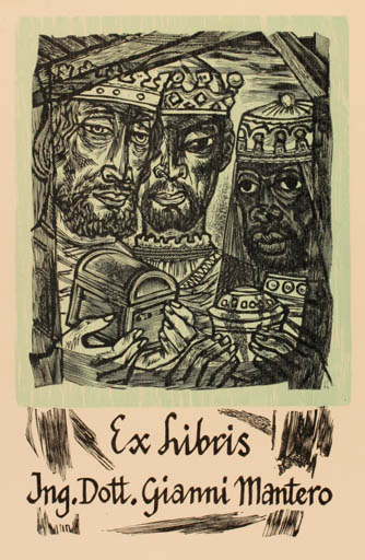 Exlibris by Lou Strik from Netherland for Gianni Mantero - Religion 