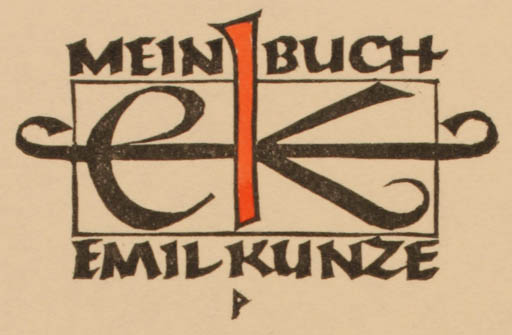 Exlibris by Ottmar Premstaller from Austria for Dr. Emil Kunze - Text/Writing 