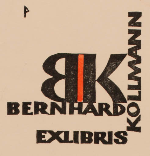 Exlibris by Ottmar Premstaller from Austria for Bernhard Kollmann - Text/Writing 