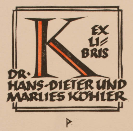 Exlibris by Ottmar Premstaller from Austria for Marlies & Hans Dieter Köhler - Text/Writing 