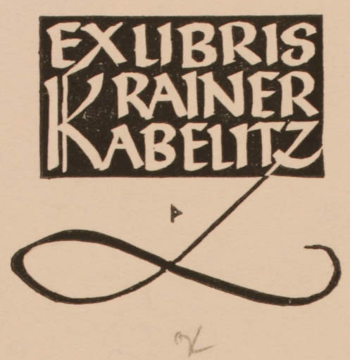 Exlibris by Ottmar Premstaller from Austria for Rainer Kabelitz - Text/Writing 