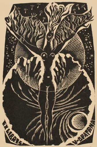 Exlibris by Anna Grmelova from Czech Republic for Vlasta Opatrna - Cosmos Woman 