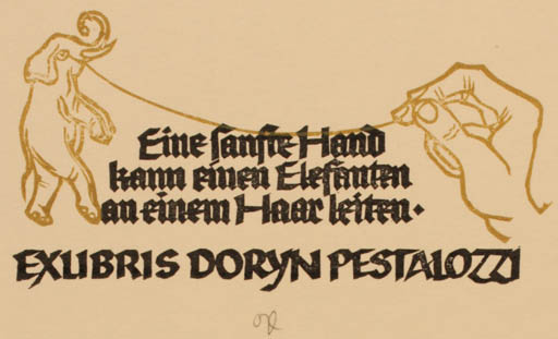 Exlibris by Ottmar Premstaller from Austria for Doryn Pestalozzi - Fauna Hand(s) 