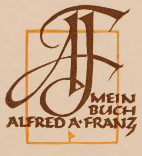 Exlibris by Ottmar Premstaller from Austria for Alfred A franz - Monogram Text/Writing 