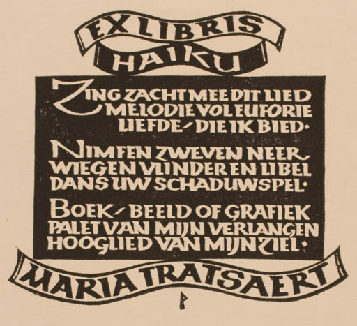 Exlibris by Ottmar Premstaller from Austria for Maria Tratsaert - Text/Writing 