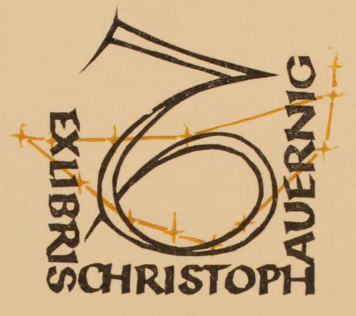 Exlibris by Ottmar Premstaller from Austria for Christoph Auernig - Monogram 