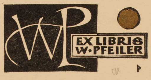 Exlibris by Ottmar Premstaller from Austria for Werner Pfeiler - Monogram 