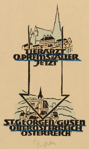 Exlibris by Ottmar Premstaller from Austria for Ottmar Premstaller - City 