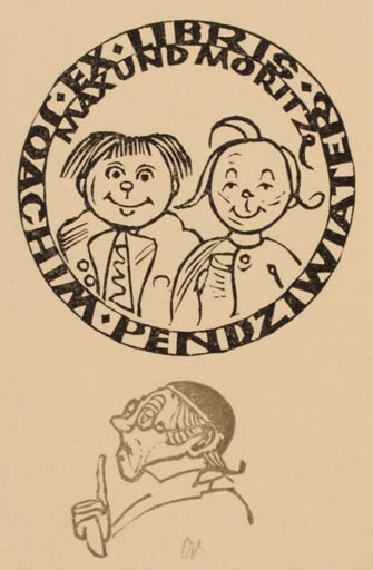 Exlibris by Ottmar Premstaller from Austria for Joachim Pendziwiater - Child Literature 