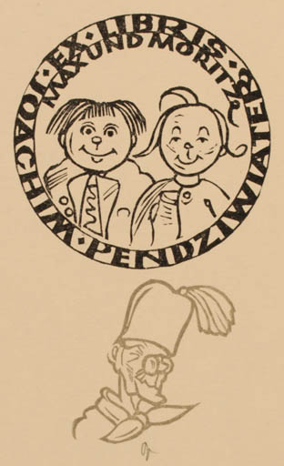 Exlibris by Ottmar Premstaller from Austria for Joachim Pendziwiater - Child Literature 